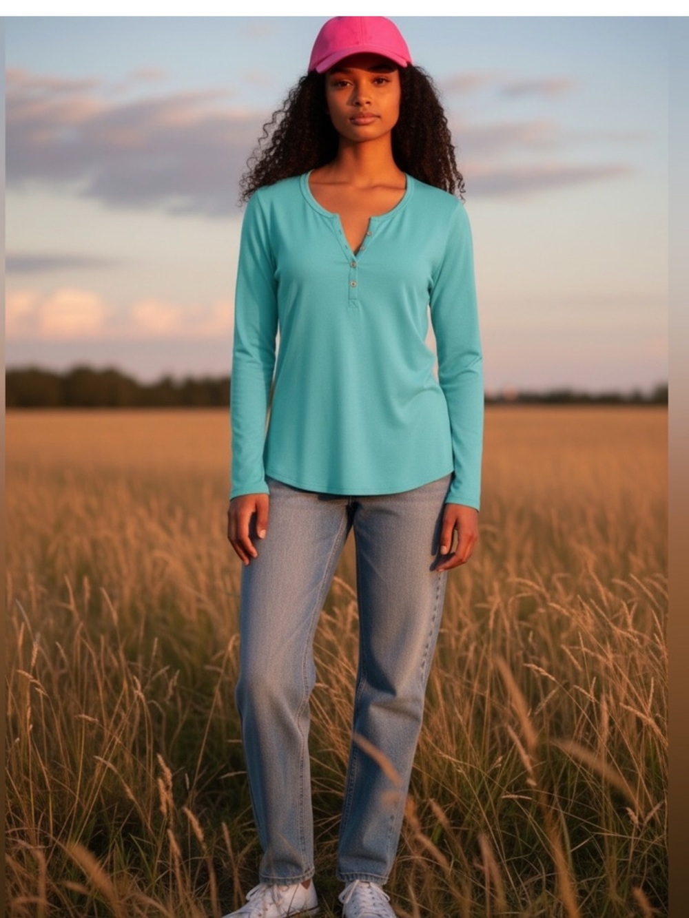 NWOT Lilly Pulitzer Long Sleeve Henley Top in Aqua Size Large
